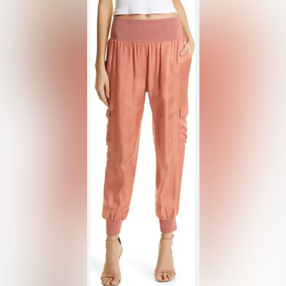 NWT Cinq à Sept Giles Twill Cargo Joggers Apricot XS